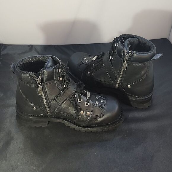 MILWAUKEE MOTORCYCLE CLOTHING COMPANY MB433 MEN'S BLACK ROAD CAPTAIN BOOT - Picture 7 of 16